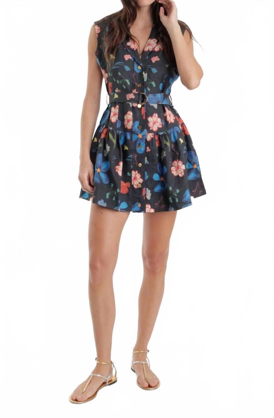NEW KARINA GRIMALDI luna print mini dress in petal noir